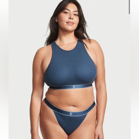 VICTORIAS SECRET LOGO WAISTBAND STRETCH COTTON TANGA BIKINI PANTY UNDERWEAR. NWT - Picture 2 of 10